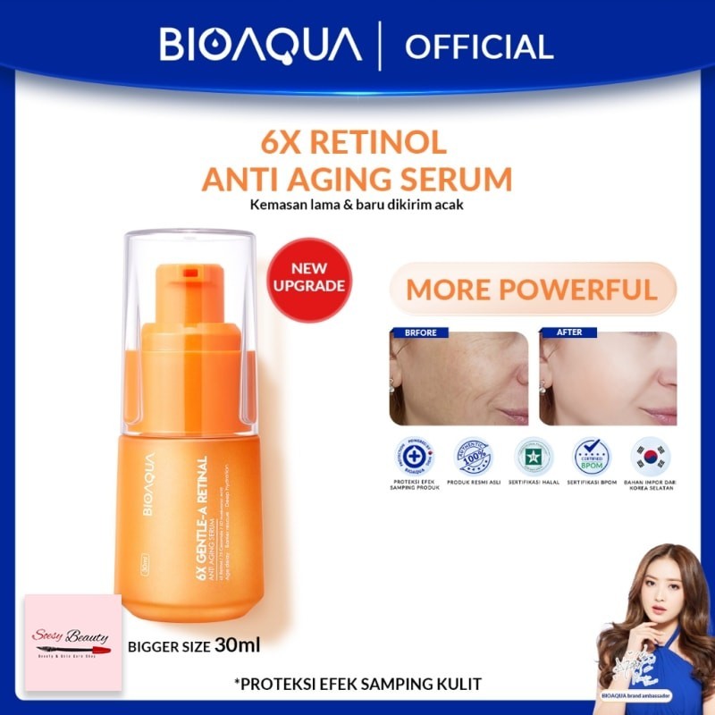 BIOAQUA 6X Gentle-A Retinol Serum Wajah Anti Aging Essence 30ml Dark Spot Serum Brightening untuk Fl