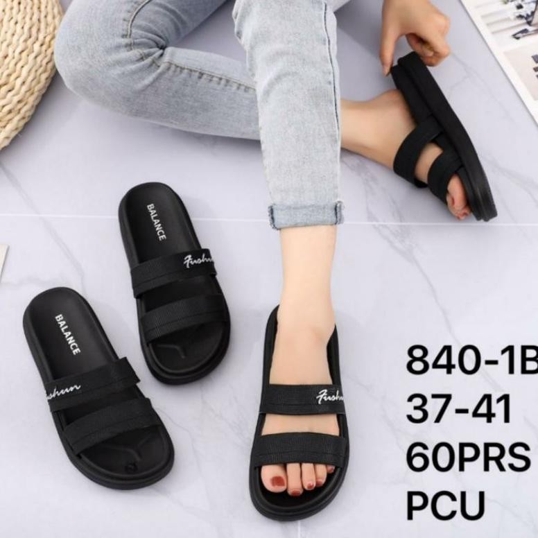 Bisa Cod 840-1B Original Balance Sandal Selop Motif Ban 2 Karet Wanita Empuk Elastis Impor Sendal Se
