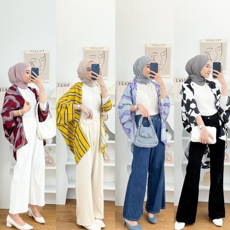 Terlaris Outer Scraft Kardigan Polos Motif Bahan Rayon Premium Promo