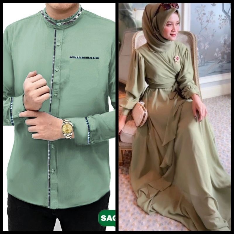MEYRA COUPLE / GAMIS DRESS BAJU KEMEJA KOKO KURTA LEBARAN COUPLE PASANGAN AYAH IBU SUAMI ISTRI JUMBO