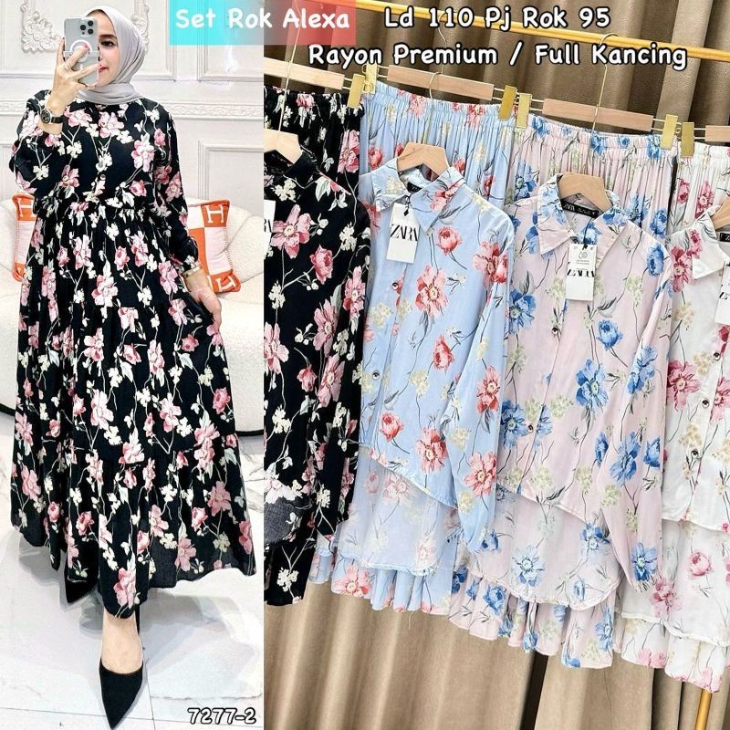 Alexa Set Rok baju setelan wanita setelan rok wanita setelan rayon premium setelan muslimah