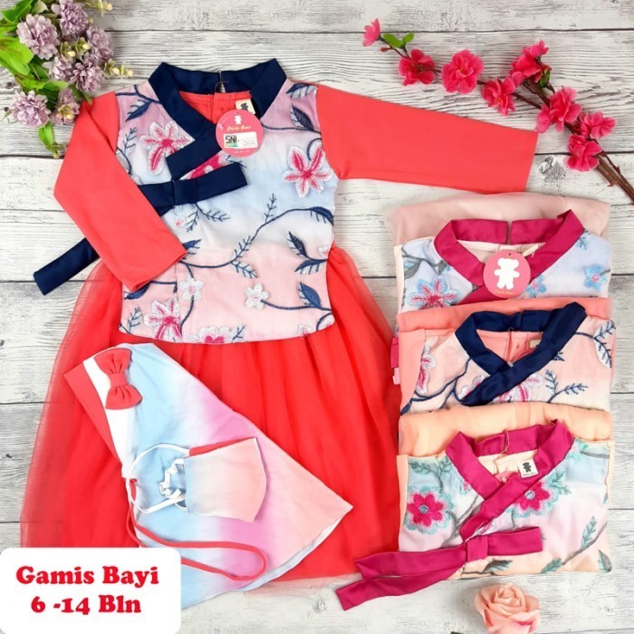 promo Baju Muslim Anak Bayi Perempuan Gamis model Rompi motif Abstrak
