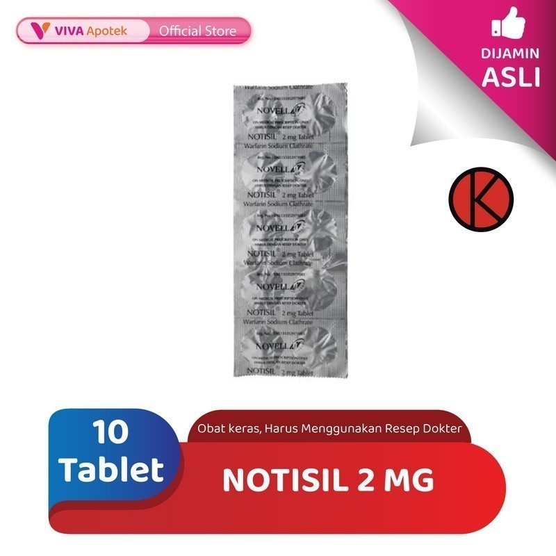 Notisil 2 mg / Warfarin / Pengencer Darah (10 Tablet)