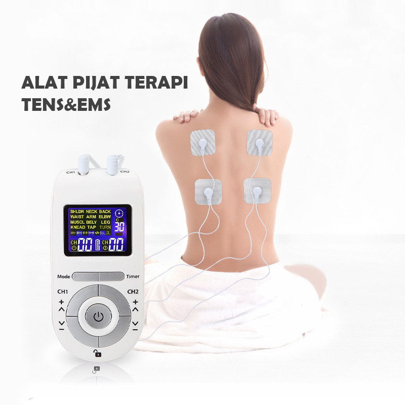 Garansi&HadiahAlat Pijat Terapi Listrik Tens Ems Refleksi Akupuntur Massage 12 Mode 4 Pad Puluhan
