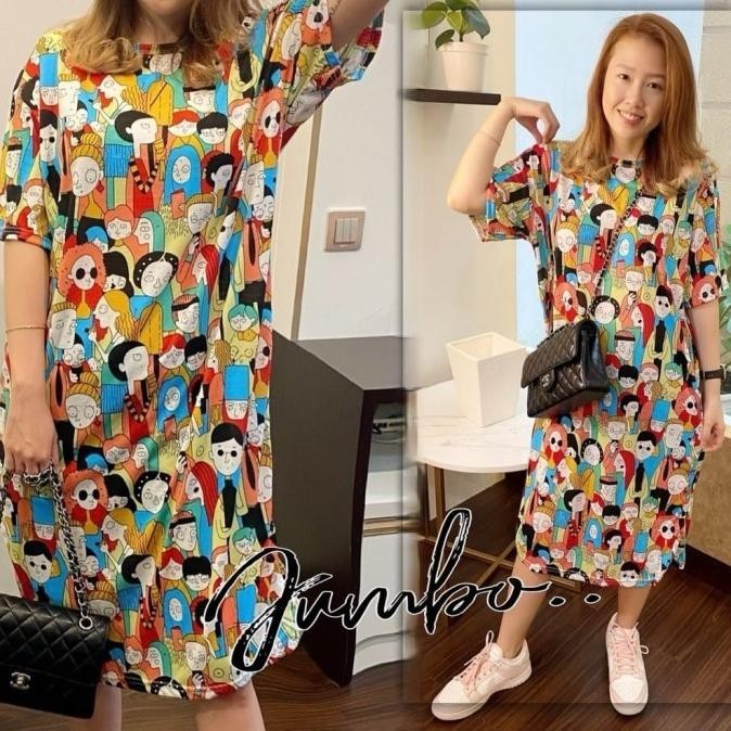 Dress Jumbo Hara , Dress Jumbo ,Dress Korea Stok Terbatas