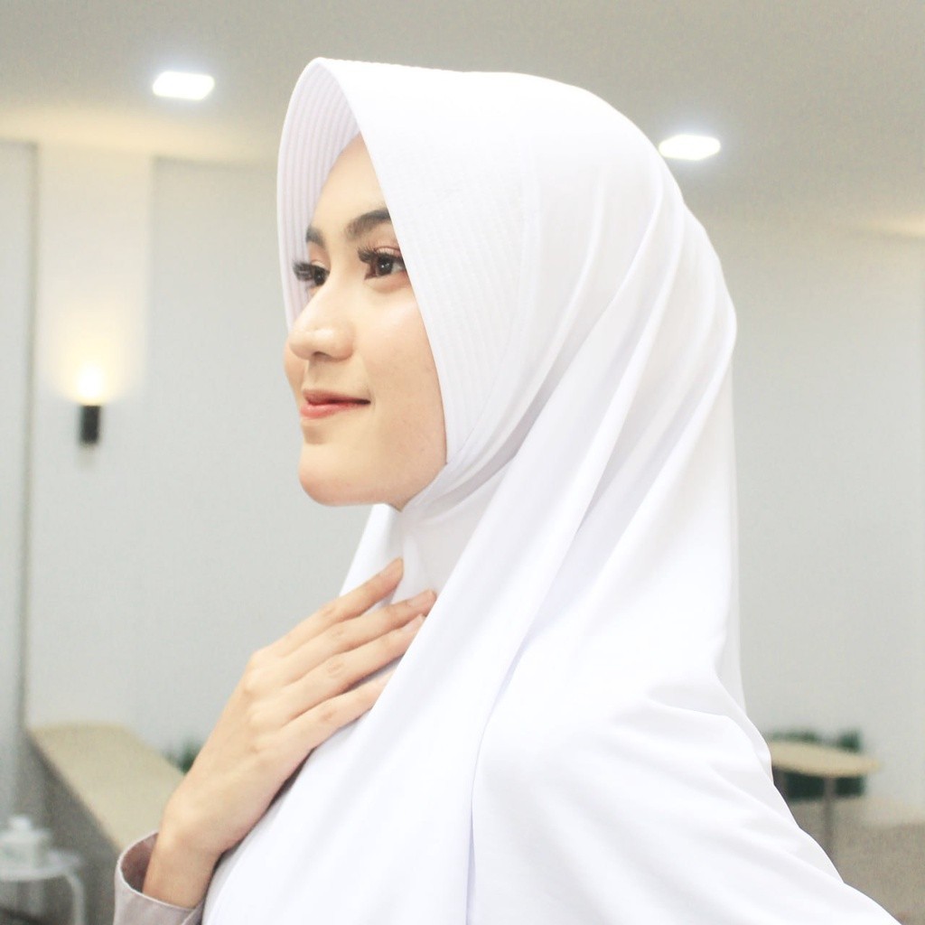 NEW PREMIUM DAILY HIJAB - Jilbab Syari Jumbo Putih Bersih Royal Jersey Premium