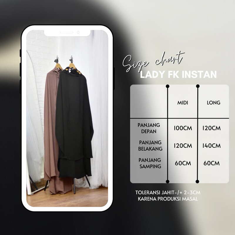 NEW PREMIUM DAILY HIJAB LADY LONG & MIDI FK Instan (French Khimar) + FREE CADAR TALI