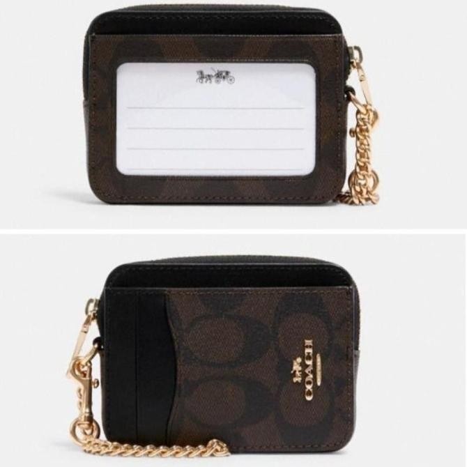 Dompet Wanita Coach Zip Id Chain Card Holder Estellaphilla