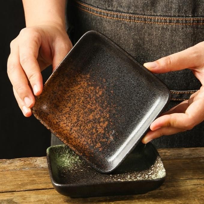 Yui Square Plate 5" / Piring Saji Sushi Keramik Jepang Petak Kecil