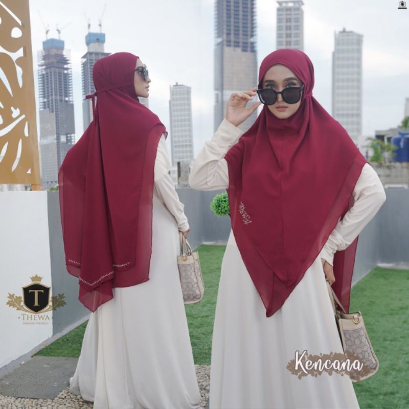 NEW PREMIUM DAILY HIJAB THEWA KHIMAR KENCANA ORI THEWA ceruty babydoll non pet 2 layer khimar payet