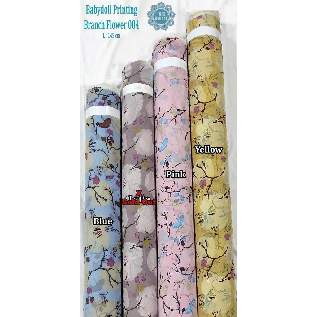 

Kain Babydoll Printing / Babydoll Sutra 004 Branch Flower (Per 0,5 ) Stok Terbatas