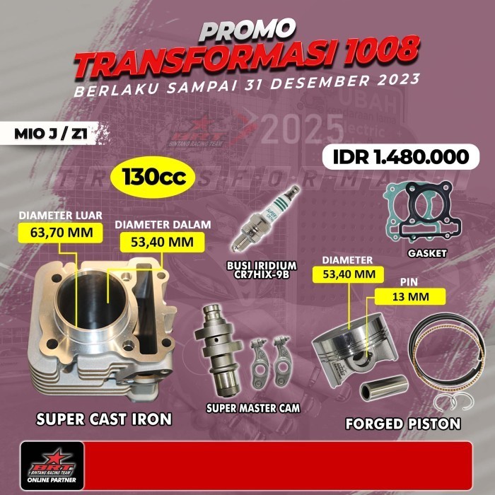 Paket Bore Up Yamaha Mio J / X Ride / Fino - 130Cc - Promo Brt 1009