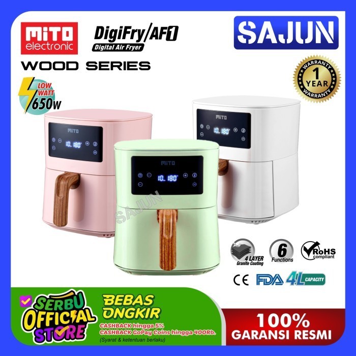 New Mito Air Fryer Digital 4 Liter Af1 Wood Handle Deep Fryer Mito