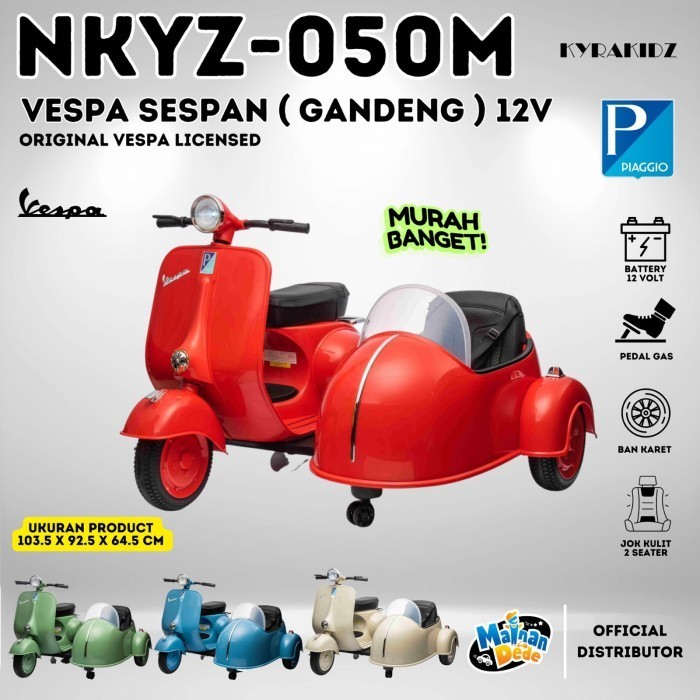 Mainan Motor Aki Anak Vespa Nkyz 050M Licensed Vespa Sespan (Gandeng)