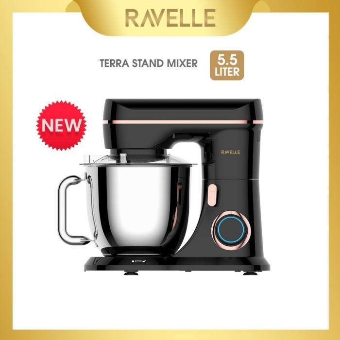 Ravelle Stand Mixer 5.5L Terra Electric Mixer - Platinum Black