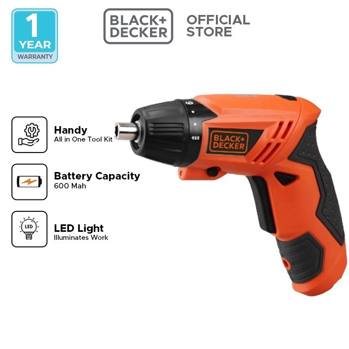 Black+Decker Bor Obeng Cordless Screwdriver 4.8V (Kc4815-B1)