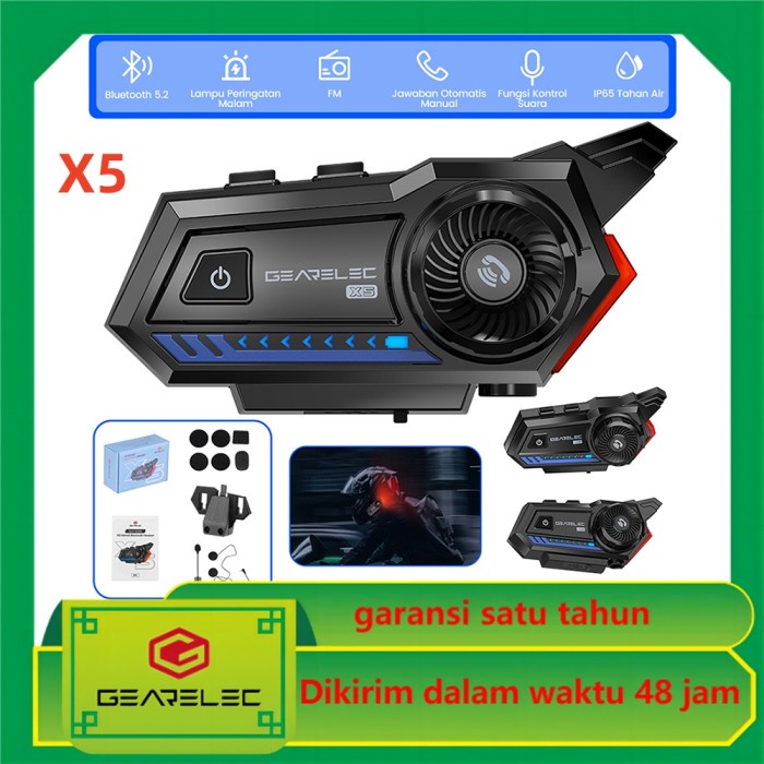 GEARELEC X5 5.1 Helm Sepeda Motor Headset Earphone Tahan Air