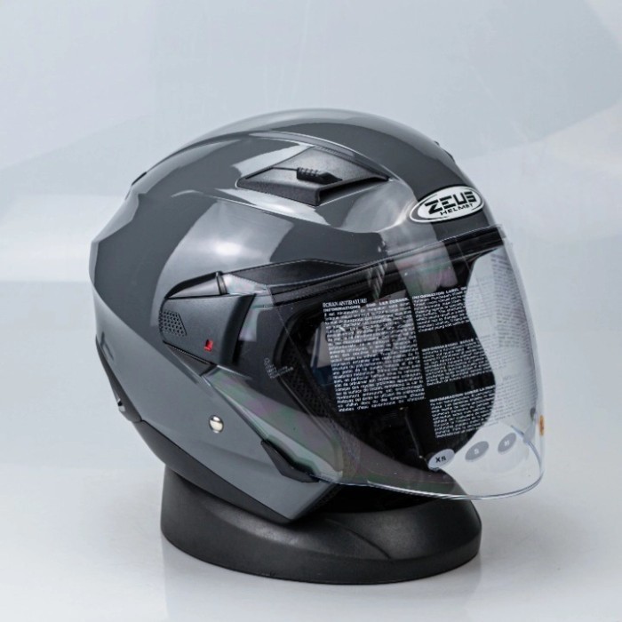 Zeus 611 Grey Gloss 11C Helm Half Face Helm Harian Zeus White