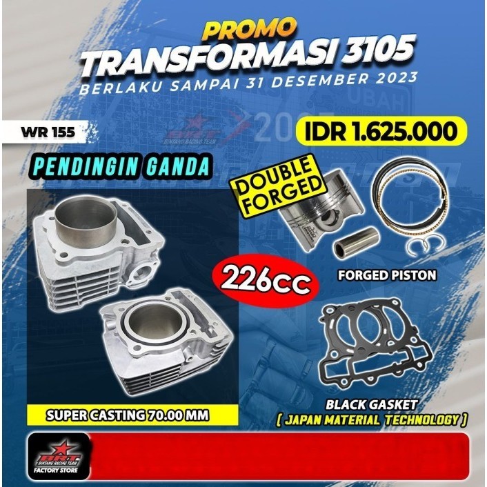Paket Bore Up Wr 155 - Block Casting - Piston 70 - Brt Promo 3105