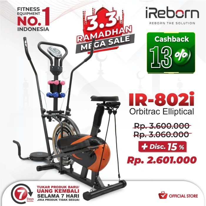 Alat Fitness Elliptical iReborn IR-802i Orbitrac - Trainer Multifungsi dengan Aksesori Lengkap