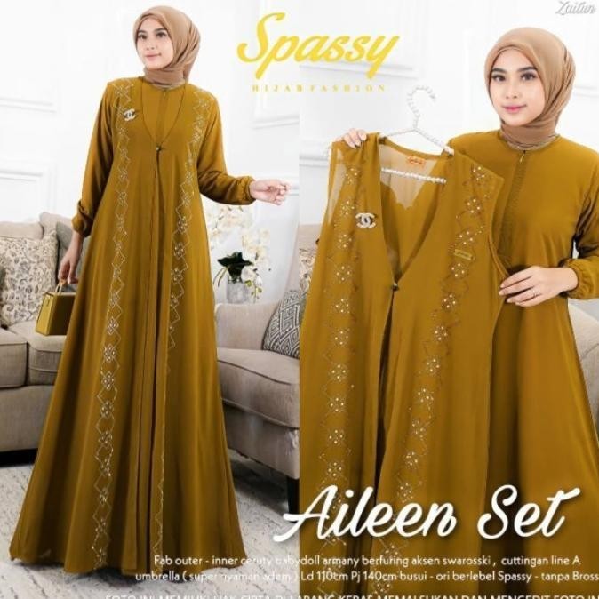 Terbaru/Termurah Baju Gamis Wanita Muslim Aileen Set Maxy Inner Outer Fourstore22