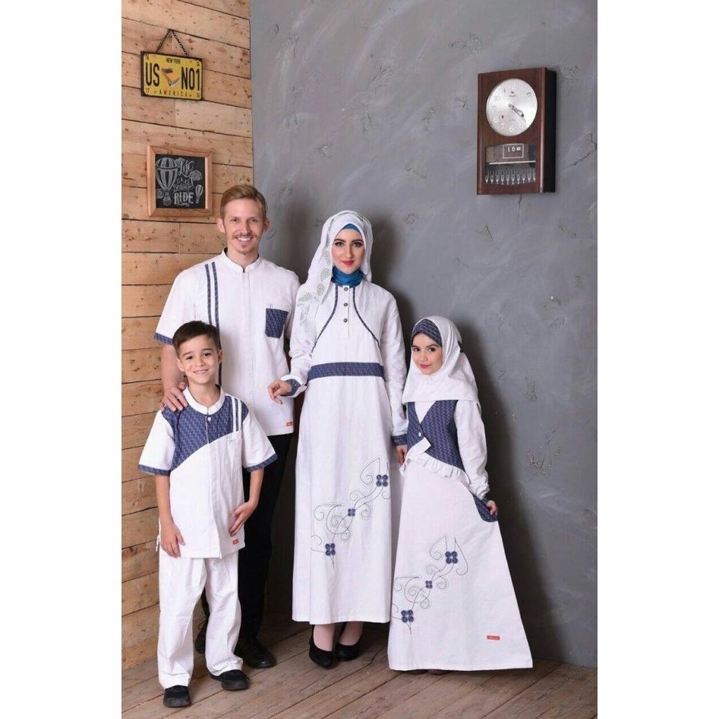 Koko Dewasa Xs, S, M, L, Xl Sarimbit Keluarga Nibras 36 Putih Katun Pengiriman Cepat