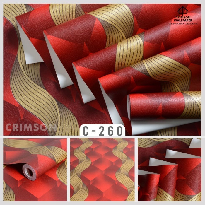 Wallpaper Dinding Motif 3D/Garis Diagonal Merah