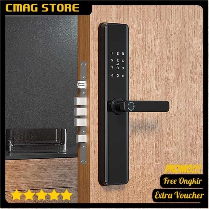 SMART DOOR LOCK GAGANG PINTU FINGERPRINT SIDIK JARI PASSWORD KEY CARD
