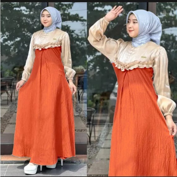 D3Q DRESS MAXY GAMIS QOLBI CRINGKLE AIRFLOW MIX SHIMER SLIK GAMIS KONDANGAN TERBARU AQM