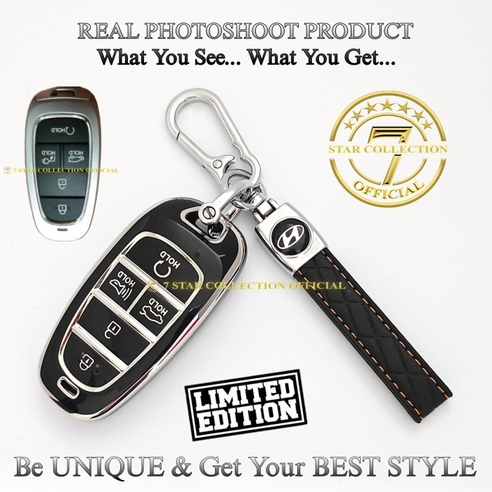 Cover Sarung Kunci Remote Mobil IONIQ 5 Premium Silver Edge