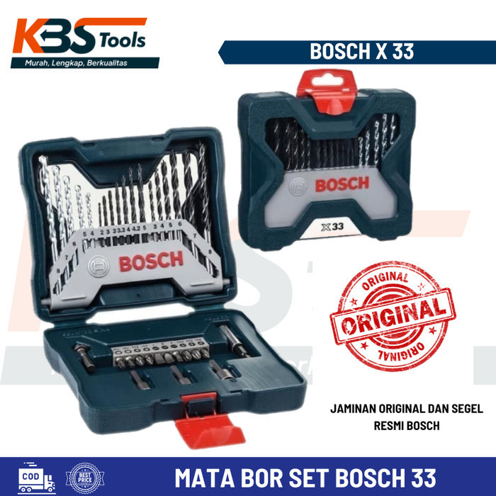 Mata Bor & Obeng Set BOSCH 33 Pcs - Mata Bor Kayu Besi Beton ORIGINAL