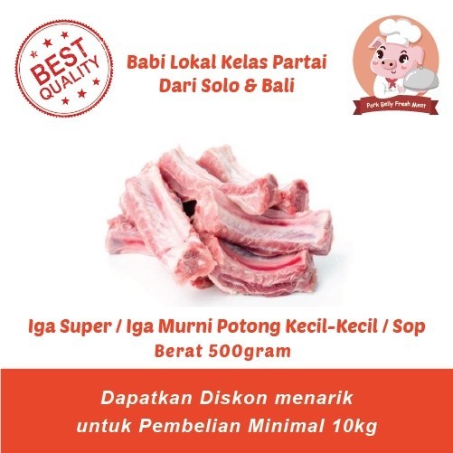 

Iga Babi Super Potong Sop - Iga Murni Potongan Sop Olahan Bakut Teh - Berat 500Gram Fresh