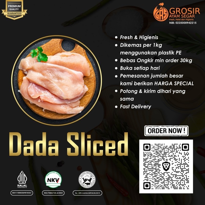 

Daging Ayam Dada (Slice) 1Kg -Gratisongkir