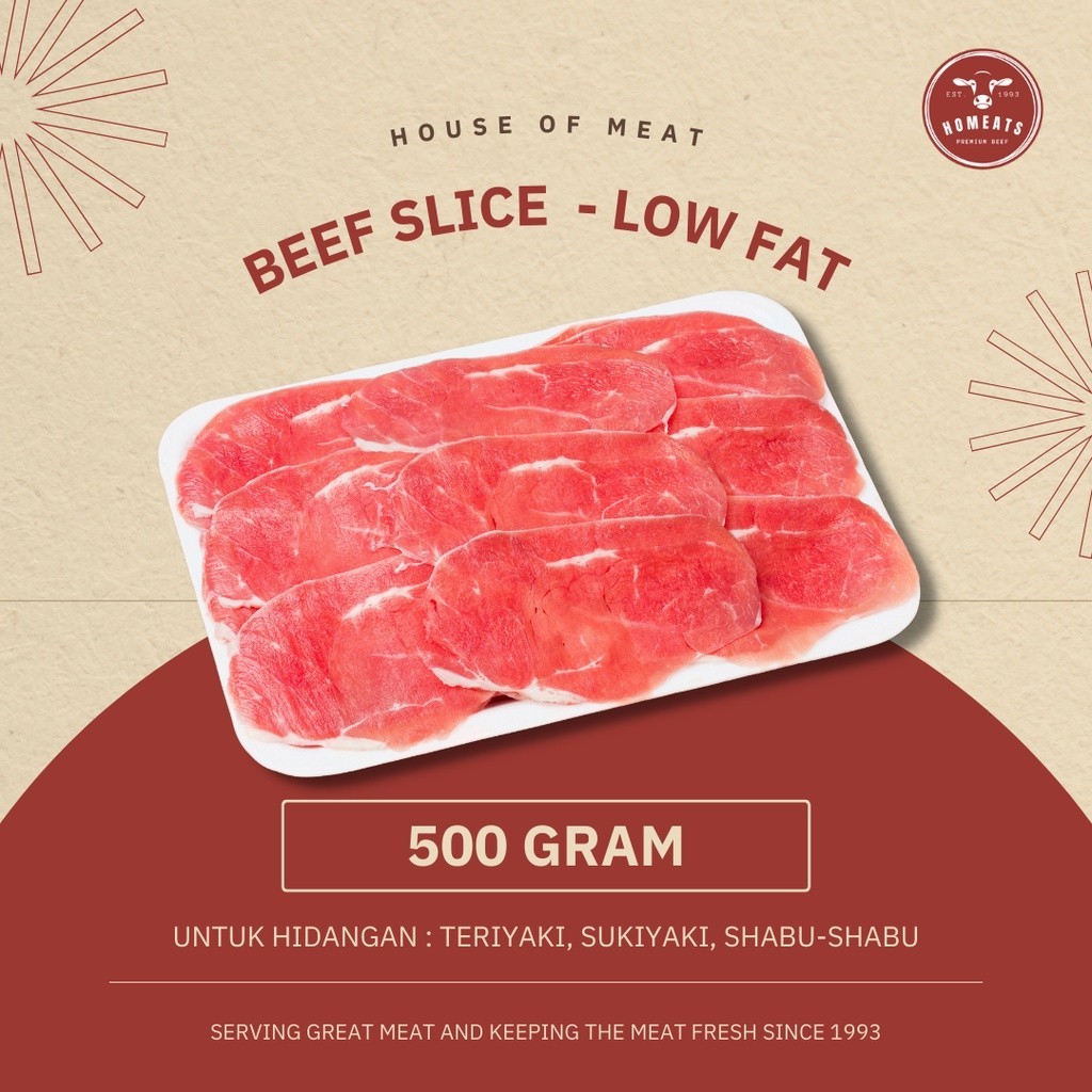 

Daging Beef Slice Low Fat Premium Teriyaki Sukiyaki Shabu-Shabu 500 Gram -Gratisongkir