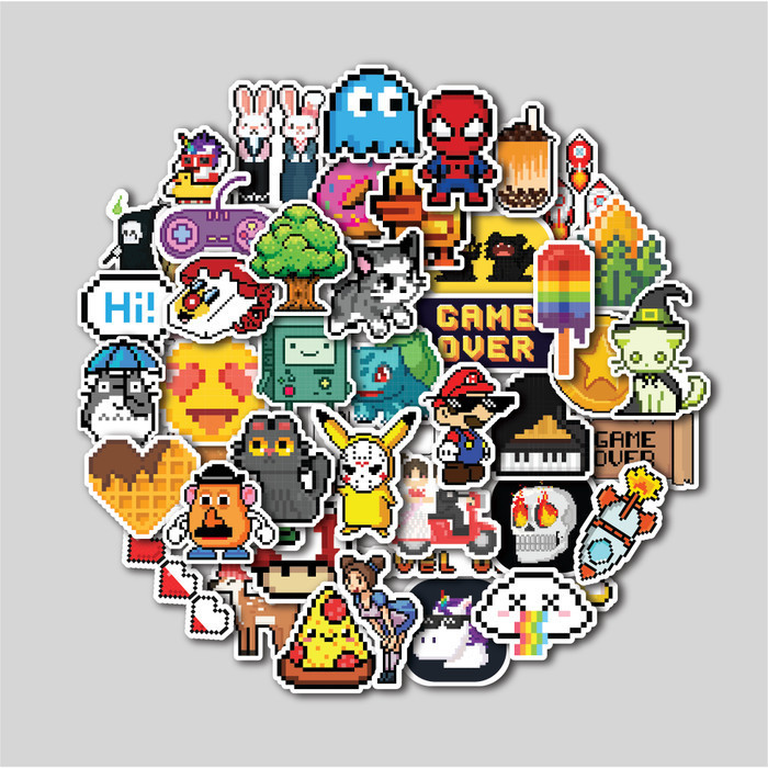 

Sticker Pack Pixel Art Stiker Tumbler Laptop Sticker Koper Helm