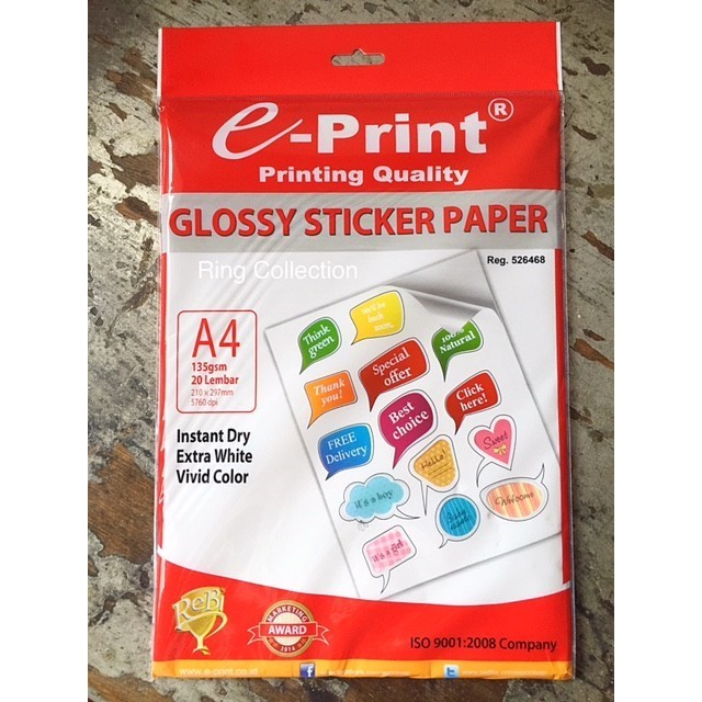 

Kertas Stiker Glossy A4
