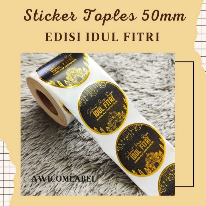 

Stiker Kemasan Toples Botol Idul Fitri Gold 50Mm 5Cm Isi 300