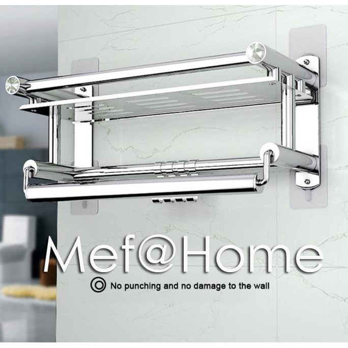 Rak Dinding Dapur Stainless Sendok Tempat Bumbu Model Tempel