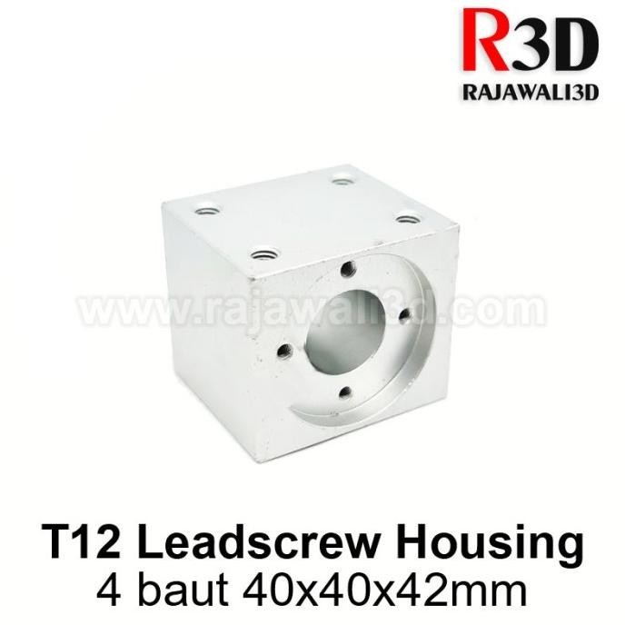 T12 trapezoidal Leadscrew Nut Housing 40X40X42 White Aluminium