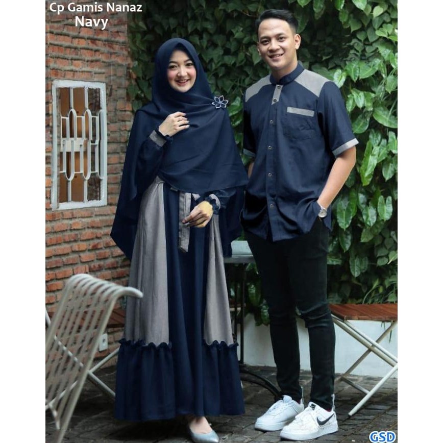 Sarimbit Couple Gamis Nanaz -Baju Pasangan Suami Istri Muslimah /Couple Terbaru Pengiriman Cepat