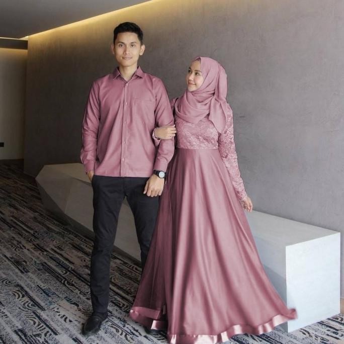 [Ig]Couple Agoda/Bahan Brukat Furing/ Gamis Dan Kemeja/Harga Sepasang Terbaik
