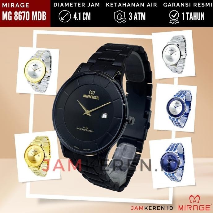 Jam Tangan Mirage Original 8670 M Pria Stainless Steel Bergaransi
