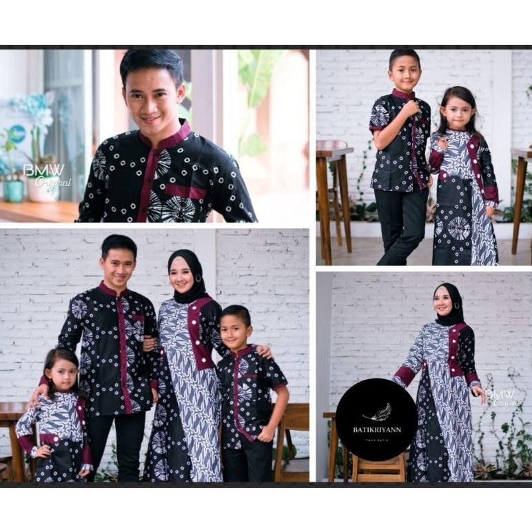 NEW Batik Couple Keluarga Ayah Ibu Anak Terbaru Kombinasi Polos Family Couple Set Pakaian Couple Keluarga Kain Premium Gamis Size M L XL XXL Seragam Kondangan Motif Krupuk
