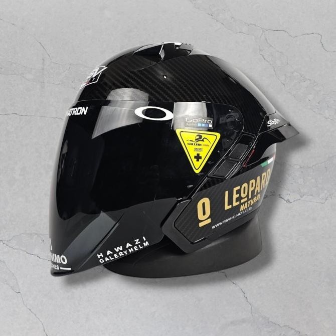 RSV SV300 LEOPARD PAKET GANTENG CARBON GLOSSY | HELM RSV HALF FACE