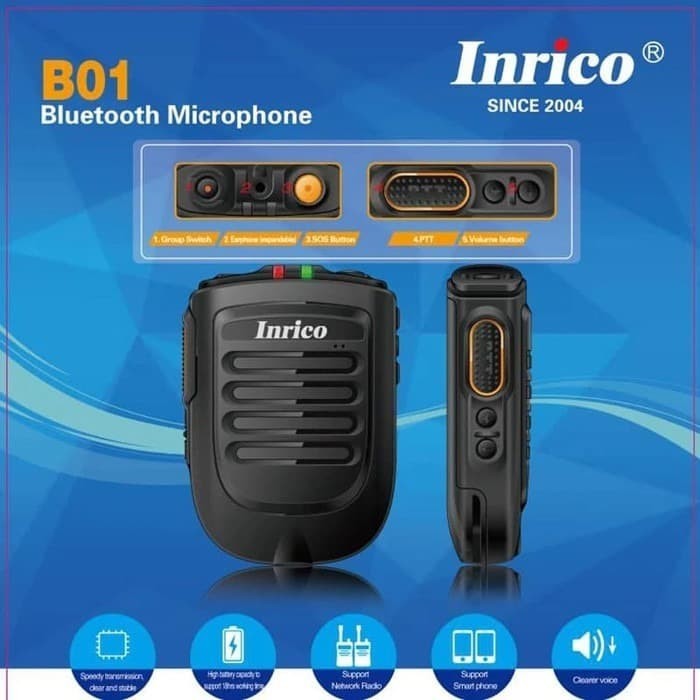 Inrico Bt01 Bluetooth Speaker Mic Android Ios Walkie Talkie Zello Hand