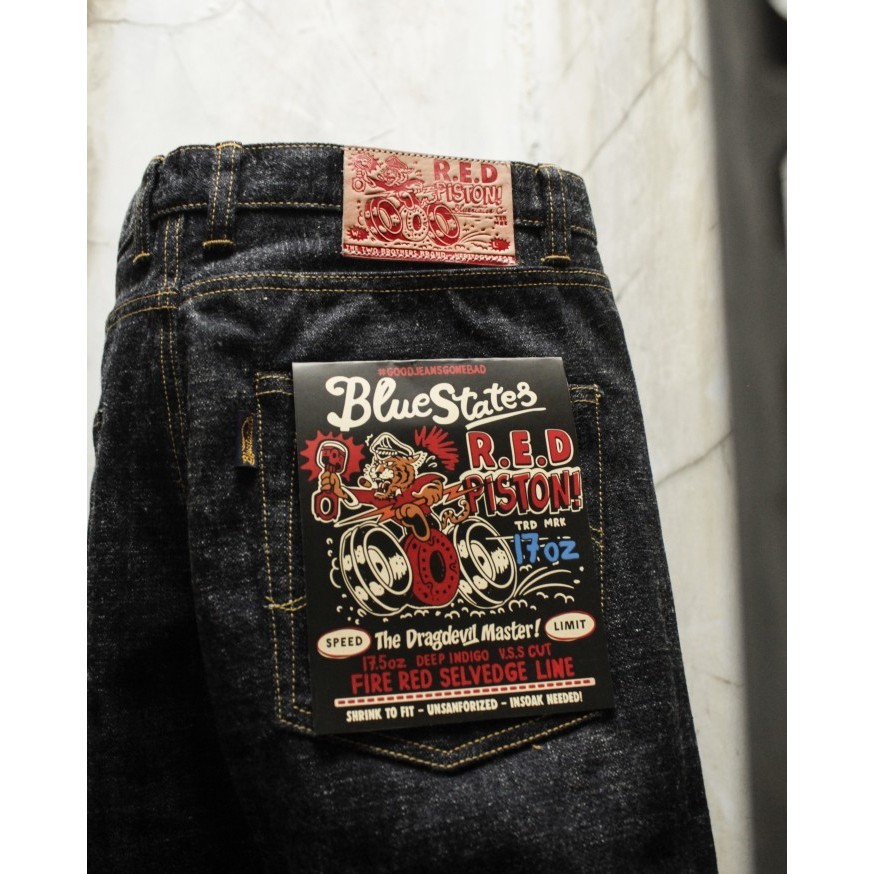 {DimasShop} Red Piston 17 oz Raw Selvegde Denim - 27 Diskon