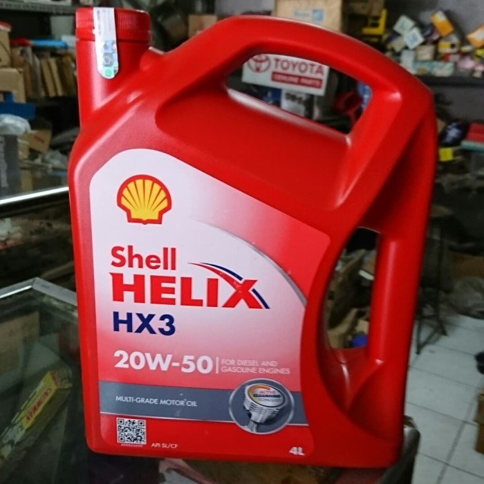 OLI SHELL HELIX HX3 20W 50 4 LITER / 1 GALON BOTOL MERAH OLI MOBIL