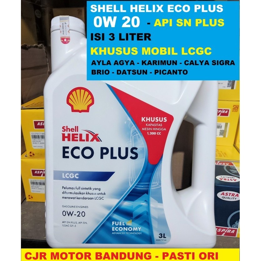 SHELL HELIX ECO 0 W - 20 OLI MOBIL KHUSUS LCGC ISI 3,5 L CALYA SIGRA