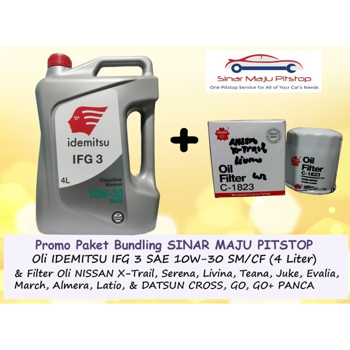 PAKET OLI MOBIL IDEMITSU 10W-30 & FILTER OLI NISSAN EVALIA & MARCH