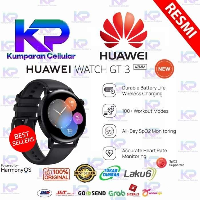 Huawei Watch Gt3 Gt 3 42Mm Black Garansi Resmi